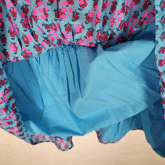 J.Crew smocked Monaco Blue Iris Size 4 midi skirt mermaid prairie boho - Picture 4 of 6